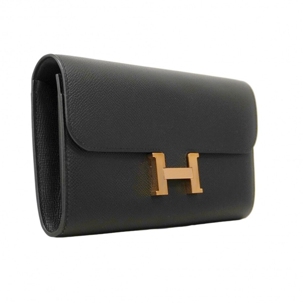 Hermes Constance Tougo Wallet/Shoulder Wallet, Veau Epsom Leather, Black/Pink... - Picture 2 of 8